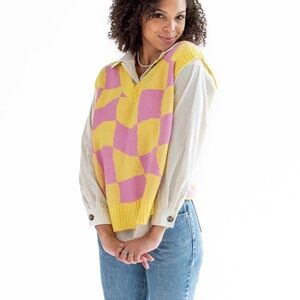 Double Zero Yellow and Pink Knit Top
